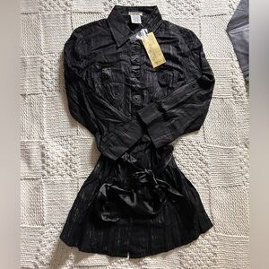 Vintage NWT Lulumari Long Sleeve Collared Mini Dress Size Large